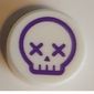 Tile Round 1 x 1 with Dark Purple Skull, X for Eyes print