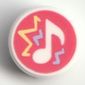 Tile Round 1 x 1 with Music Note on Coral Background print