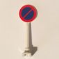 Road Sign Round with No Parking Pattern (Diagonal Upward to Right)