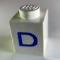 Brick 1 x 1 with Blue 'D' Print (Serif Font)