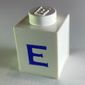 Brick 1 x 1 with Blue 'E' Print (Serif Font)
