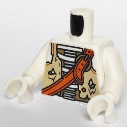 Torso Tan Vest, Dark Orange Crossbelt, Skeleton Print, White Arms, White Hands