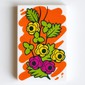Tile 2 x 3 with Orange Paint, Magenta and Yellow Flowers, Lime Leaves (Painting) Print