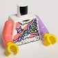 Torso, Odd Arms, Medium Lavender, Coral, Dark Turquoise Decorations Print, Left Medium Lavender Arm, Right Coral Arm, Yellow Hands