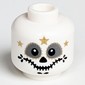 Minifig Head Skeleton, Catrin/Mariachi, Dark Bluish Gray Round Eyes, Gold and Black Decorations Print