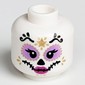 Minifig Head Skeleton, Catrina, Medium Lavender Round Eyes, Dark Pink Lips, Gold and Black Decorations Print