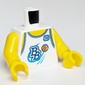 Torso Sports Shirt with 'BB', Orange Basketball and '34' on Back Print, Yellow Arms and Hands