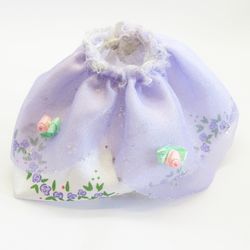 Belville, Skirt, Long, Rose Print Border and Sheer Purple Layer with 2 Pink Roses