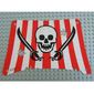 Sail, Tattered, Rectangle with Damage and Red Stripes, Skull and 2 Cutlasses Print
