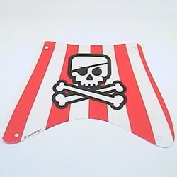 Sail, Top, with Red Stripes, Skull with Eyepatch & Crossbones Print