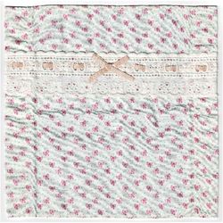 Scala, Blanket / Bedspread 22 x 22 with Pink Bow, Dark Pink Bows and Green Dots Print
