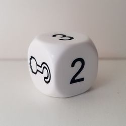 Die 6 Sided with Numbers 1 to 5 and Hook Hand