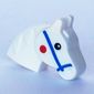 Animal Body Part, Horse Head (Toy Horse) with Blue Reigns, Red Spot, Black Eyes print