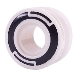 LEGO part upn9997pr0001 Wheel 11 x 8 with Center Groove, One Smooth Side with Black Circles print in White