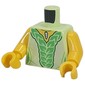 Torso, Dress, Green Leaves as Ruffles, Silver Decorations, Pendant print, Yellow Arms and Hands