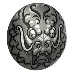 Shield Round Bowed with Black Dragon Drawing print
