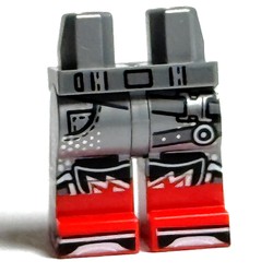 Hips with Flat Silver Legs and Red Boots Pattern with Dark Bluish Grey belt, Straps, Black Shoe Tongues print