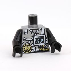 Torso Armor, Golden Dragon, Asian Symbol, Screen Print, Black Arms and Hands