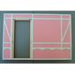 Scala, Building, Wall, Vertical Grooved 40 x 2 x 22 2/3 with Door Opening, White Tudor Frame on Light Salmon Print