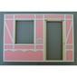 Scala, Building, Wall, Vertical Grooved 40 x 2 x 22 2/3 with Window and Door Openings, with Tudor Frame Light Salmon on White Print