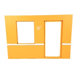 Scala, Building, Wall, Vertical Grooved 40 x 2 x 22 2/3 with Window and Door Openings, with Light Orange and White Print
