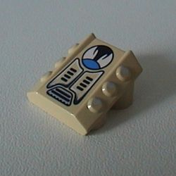 Slope 2 x 2 No Studs, with 3 Side Pistons Raised Edges and Duster Print