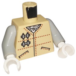 Torso Hoth Rebel Uniform, Brown Dotted Lines and Pockets Print, Light Gray Arms, White Hands