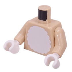 LEGO part 973c26h27pr0001 Torso, White Furry Chest print, Tan Arms, White Hands in Brick Yellow/ Tan