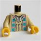 Torso Buckskin Tunic with American Indian Decorations, Necklace and Dark Turquoise Squares / LEGO Logo on Back Print, Tan Arms, Yellow Hands