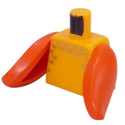 LEGO part 24319pr0002 Torso Fish, Silver Scales Print, Orange Fin Arms in Flame Yellowish Orange/ Bright Light Orange
