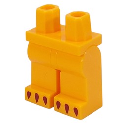 LEGO part 970c38pr0004 Hips and Bright Light Orange Legs with Dark Red Claws print in Flame Yellowish Orange/ Bright Light Orange