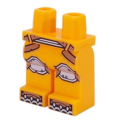 LEGO part 970c38pr0005 Hips and Bright Light Orange Legs with print in Flame Yellowish Orange/ Bright Light Orange