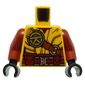 Torso Robe, Reddish Brown Strap with Yellow Asian Symbol, Red Utility Belt print, Dark Red Arms, Black Hands