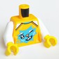Torso, Shirt, Medium Azure Decorations Print, White Arms, Yellow Hands
