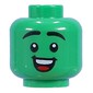 Minifig Head Black Raised Eyebrows, Open Mile Happy Smile