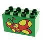 Duplo Brick 2 x 4 x 2 with Red Butterfly with Yellow Spots Print