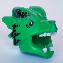 Costume / Mask, Dragon with Black Scales, White Teeth print