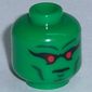 Minifig Head Martian Manhunter, Red Eyes, Dark Bluish Gray Eyebrows Print [Hollow Stud]
