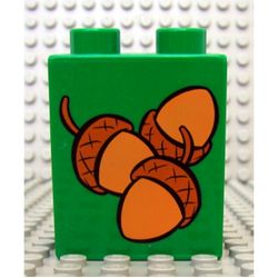 Duplo Brick 1 x 2 x 2 with Acorns Loose Print
