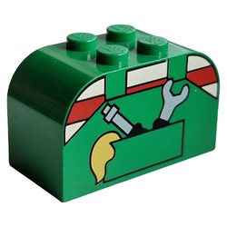 Brick Curved 2 x 4 x 2 Double with Overalls and Tools in Pocket Print