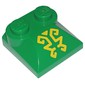 Brick Curved 2 x 2 x 2/3 Two Studs and Curved Slope End with Ornate Yellow Lines Print