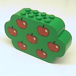 Brick Curved 2 x 8 x 4 Triple Curved Ends with 7 Apples Print