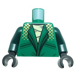 LEGO part 973c35h03pr0007 Torso, Dark Green Arms, Black Hands with print in Dark Green/ Green