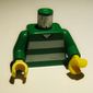 Torso Soccer Horizontal White Stripes and '4' Back Print, Green Arms, Yellow Hands