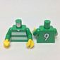 Torso Soccer Horizontal White Stripes and '9' Back Print, Green Arms, Yellow Hands