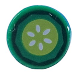 LEGO part 98138pr0427 Tile Round 1 x 1 with Cucumber Slice print in Dark Green/ Green