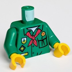 Torso Shirt, Red Tie Print (Boy/Girl Scout), Green Arms, Yellow Hands