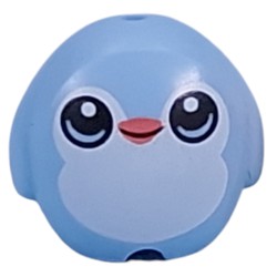 LEGO part 6330pr0004 Plushy, Squishmallow with Medium Blue Eyes, Coral Beak, White Chest print in Light Royal Blue/ Bright Light Blue