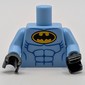 Torso Batman Logo in Yellow Oval with Blue Muscles Print, Bright Light Blue Arms, Black Hands