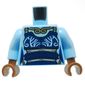 Torso Tunic, Dark Blue Apron, Gold Necklace Print, Bright Light Blue Arms, Reddish Brown Hands